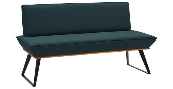 SITZBANK 140/87/64 cm in Schwarz, Eichefarben, Petrol - Eichefarben/Petrol, Design, Holz/Textil (140/87/64cm) - Voleo
