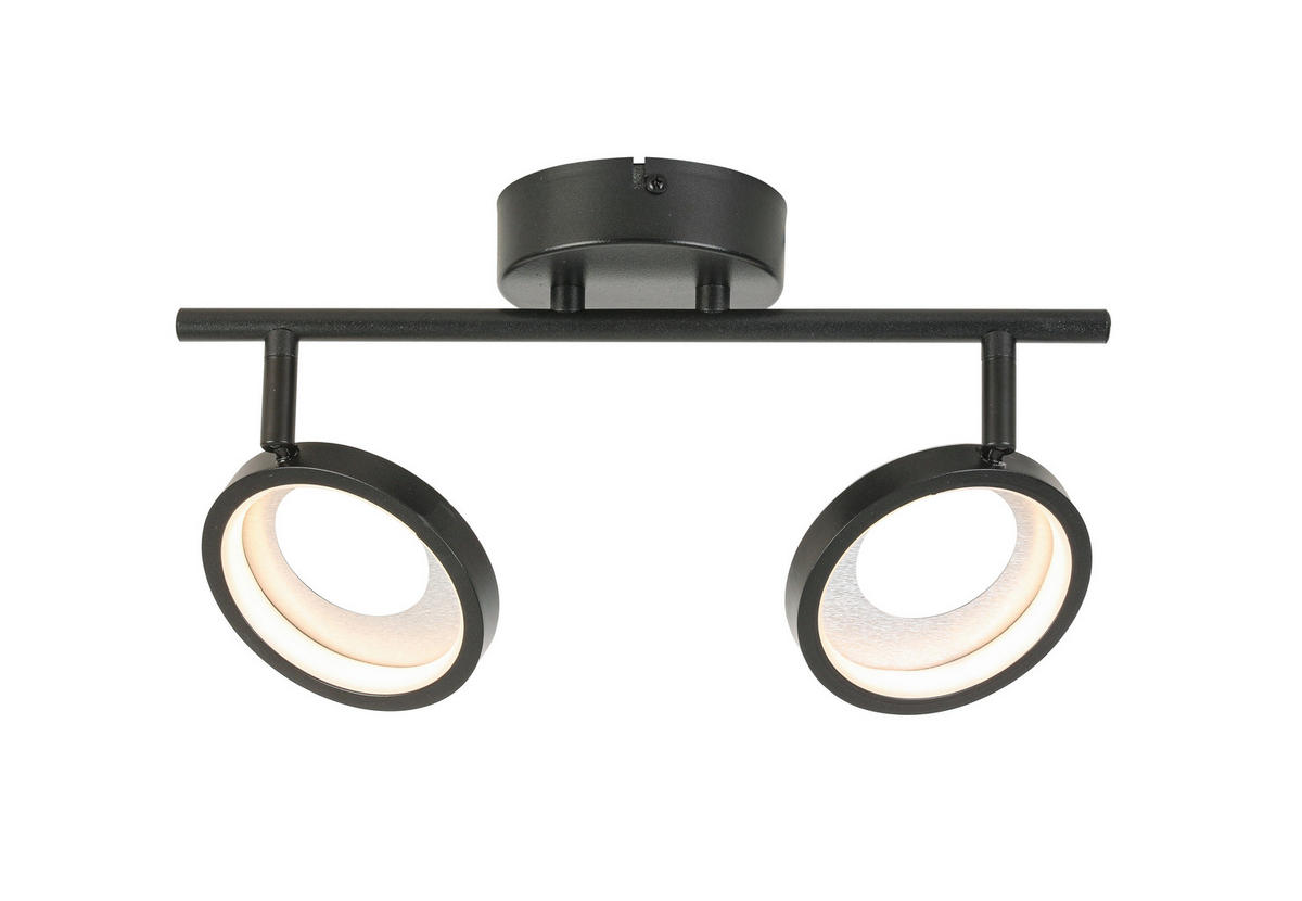 LED-STRAHLER Granada 35/12/19 cm   - Schwarz/Alufarben, Basics, Kunststoff/Metall (35/12/19cm) - Novel