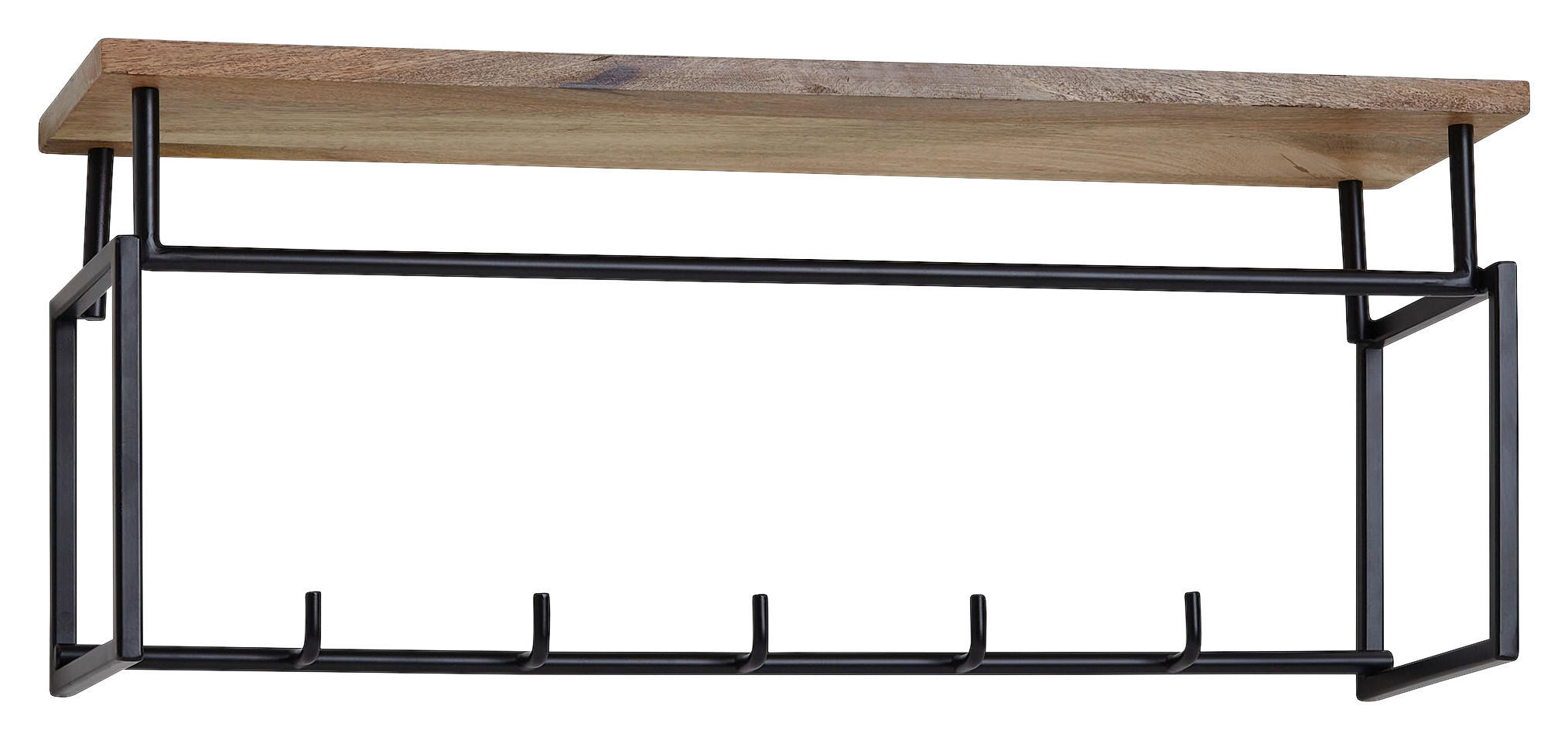 WANDGARDEROBE  in Mangoholz massiv Schwarz  - Schwarz, MODERN, Holz/Metall (71/29/20cm) - MID.YOU