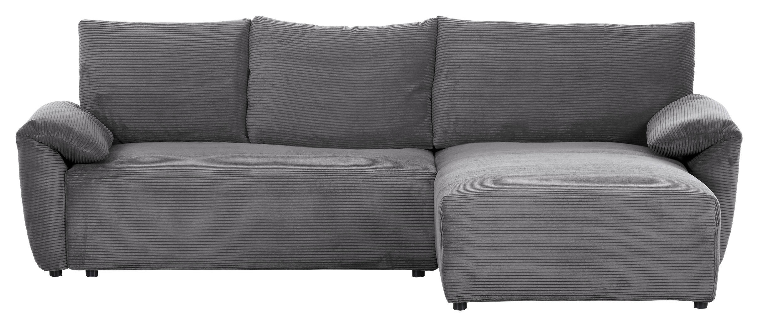 ECKSOFA  in Cord Dunkelgrau  - Dunkelgrau/Schwarz, KONVENTIONELL, Kunststoff/Textil (266/180cm) - MID.YOU