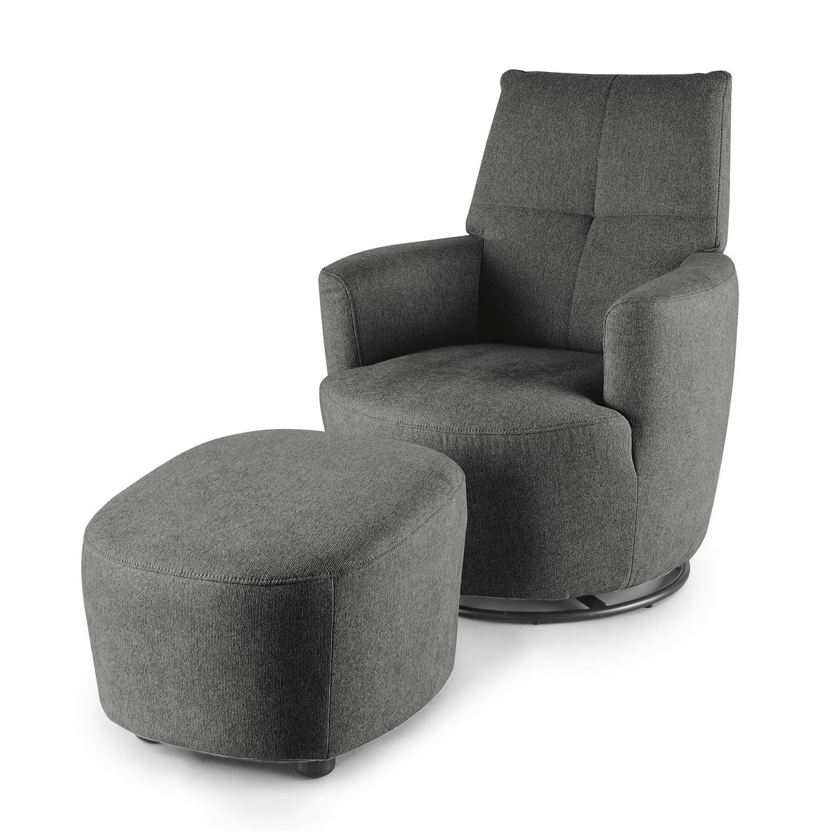 SESSEL Webstoff Graphitfarben    - Graphitfarben/Schwarz, Design, Textil/Metall (80/96/88cm) - SetOne by Musterring