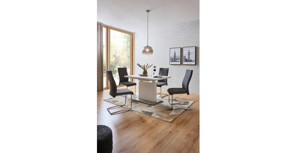 ESSTISCH in Metall, Holzwerkstoff 120-160/80/76 cm - Edelstahlfarben/Weiß, Design, Holzwerkstoff/Metall (120-160/80/76cm) - Carryhome