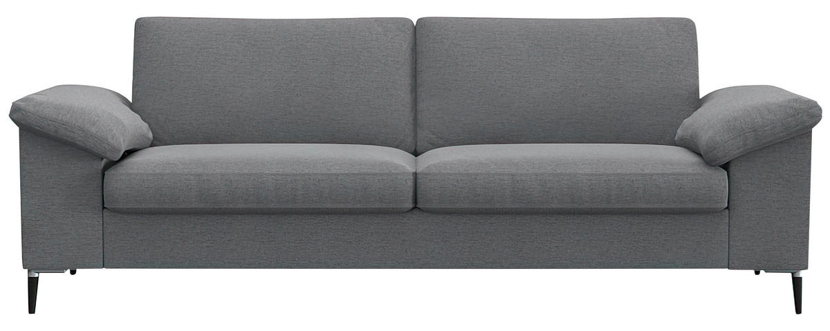 2,5-SITZER Flachgewebe Grau  - Schwarz/Alufarben, Design, Textil/Metall (208/84,5/92cm) - Livetastic