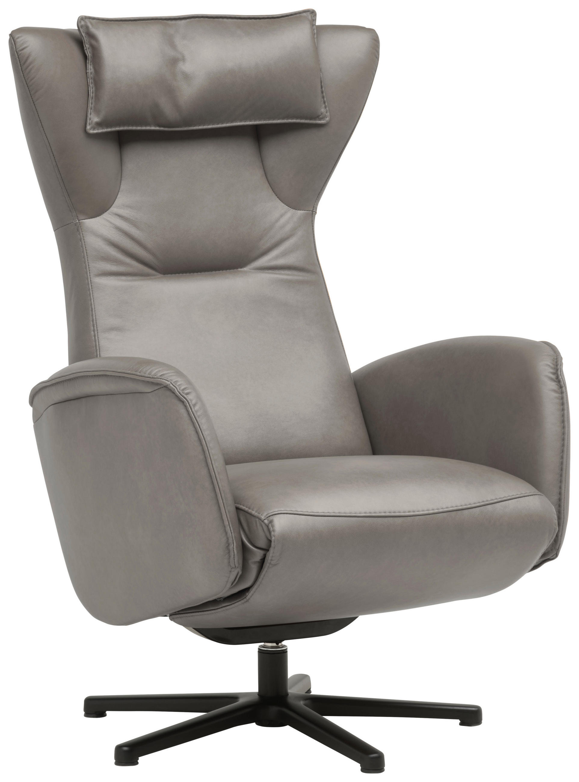 RELAXSESSEL Leder Grau  - Schwarz/Grau, Design, Leder/Metall (75/106/86cm) - Valdera