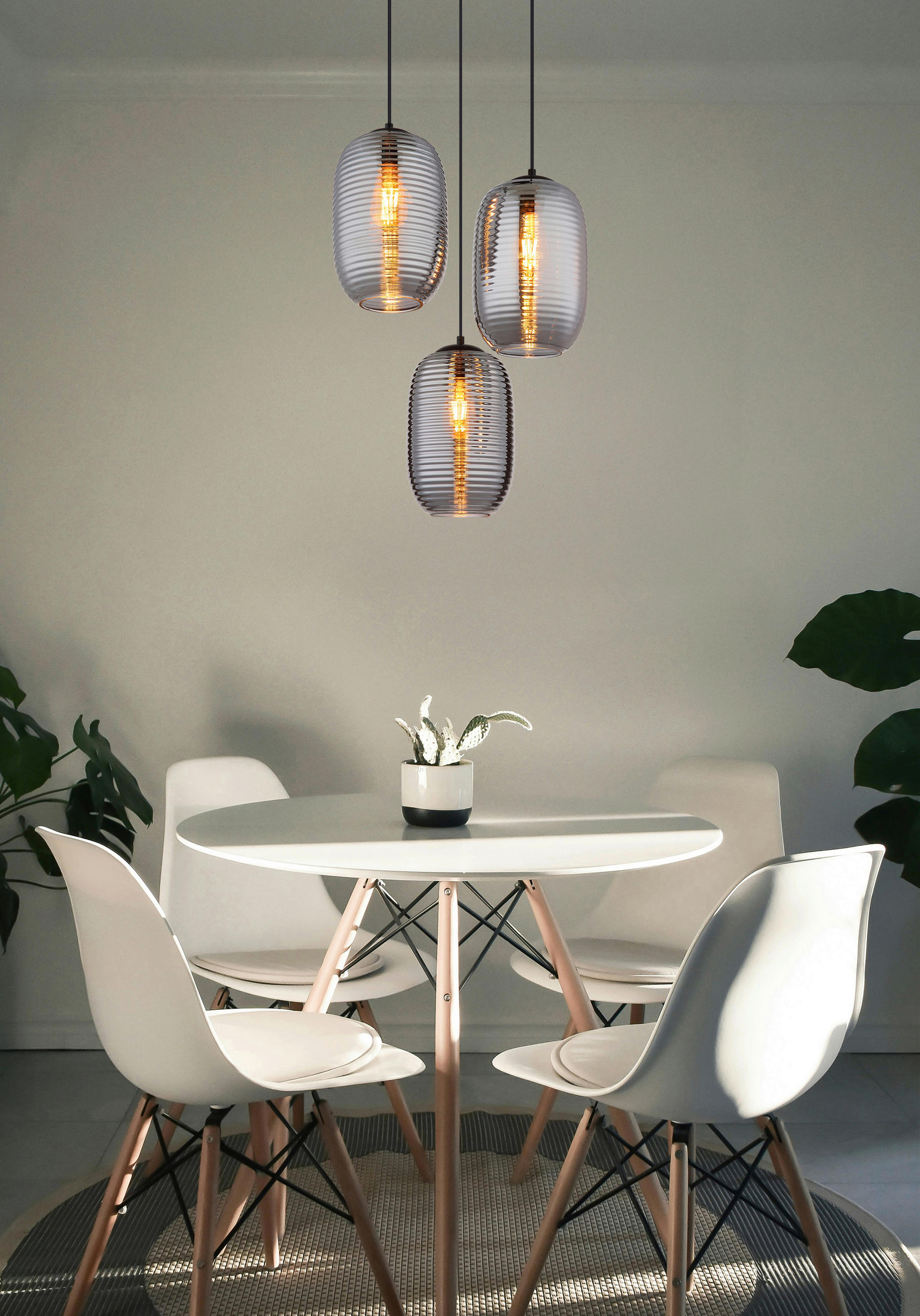 HÄNGELEUCHTE 47/120 cm    - Schwarz/Grau, Basics, Glas/Kunststoff (47/120cm) - Globo