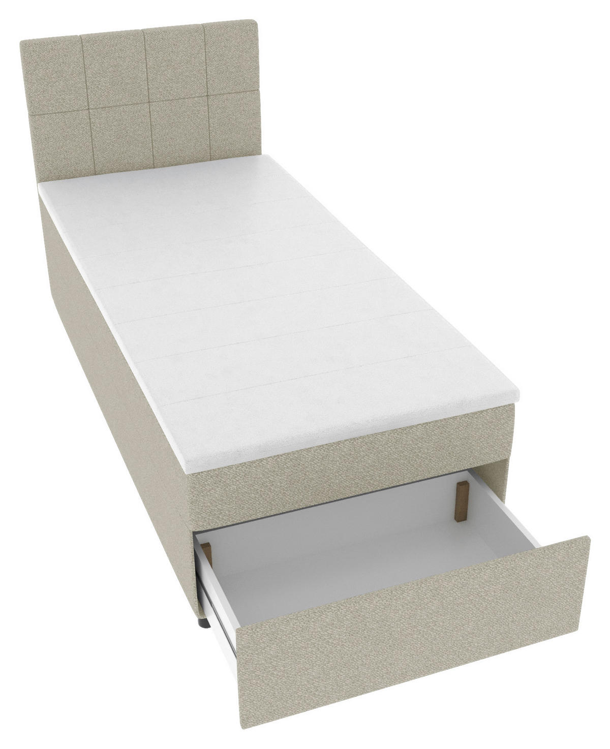 BOXBETT 90/200 cm,  in Hellgrau, Matratze, Topper, Bettschublade, H3 = fest  - Hellgrau/Schwarz, KONVENTIONELL, Kunststoff/Textil (90/200cm) - Boxxx