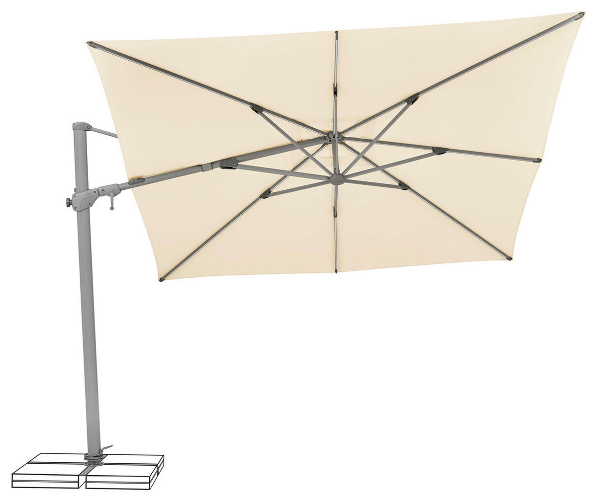 AMPELSCHIRM 300 cm  - Ecru/Silberfarben, Basics, Textil/Metall (300/300cm) - Suncomfort by Glatz