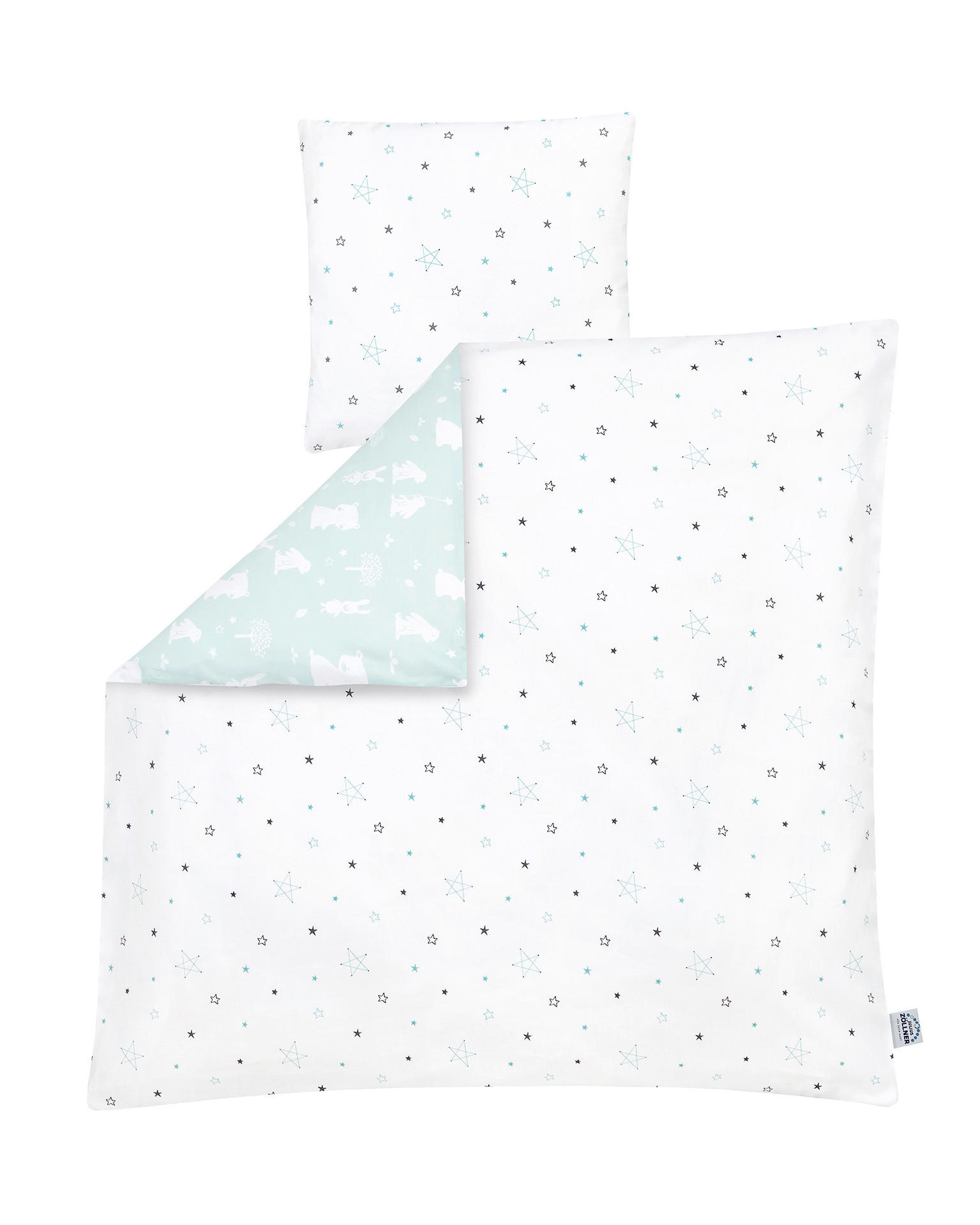 BABYBETTWÄSCHE 80/80 cm  - Weiß/Mintgrün, Basics, Textil (80/80cm) - Zöllner