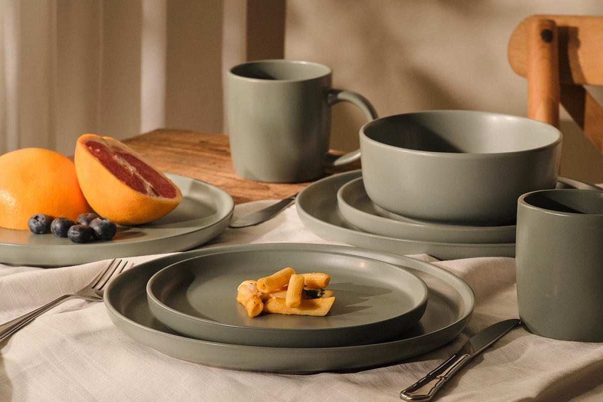 KOMBISERVICE Salerno 16-teilig  - Grün, Trend, Keramik - Novel