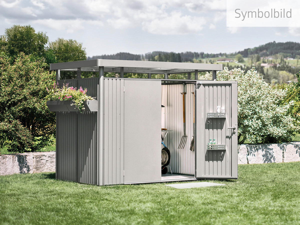 GERÄTEHAUS 275/222/155 cm  - Silberfarben, Design, Metall (275/222/155cm) - Biohort