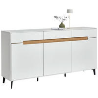 SIDEBOARD 176/89/40 cm  - vit/svart, Modern, metall/trämaterial (176/89/40cm) - Novel