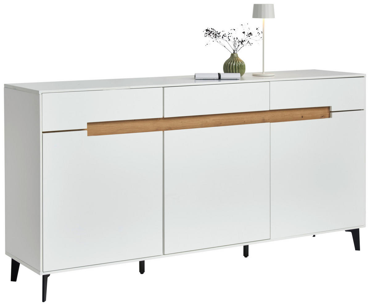 SIDEBOARD 176/89/40 cm  - vit/svart, Modern, metall/trämaterial (176/89/40cm) - Novel