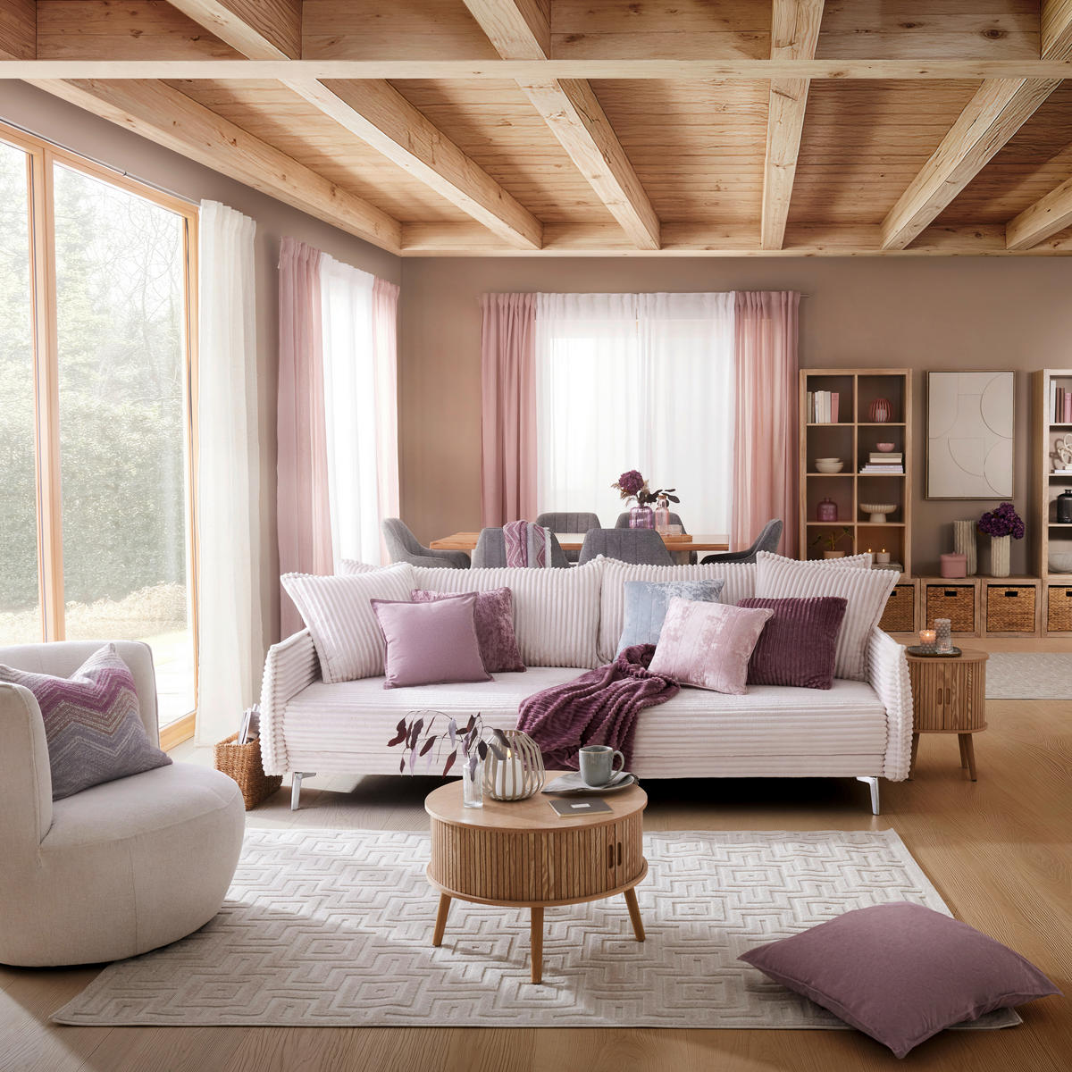 BIG SOFFA i vit  - vit/kromfärg, Modern, metall/trämaterial (241/90/117cm) - Carryhome