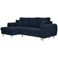 ECKSOFA in Webstoff Dunkelblau  - Naturfarben/Dunkelblau, KONVENTIONELL, Holz/Textil (145/250cm) - Carryhome