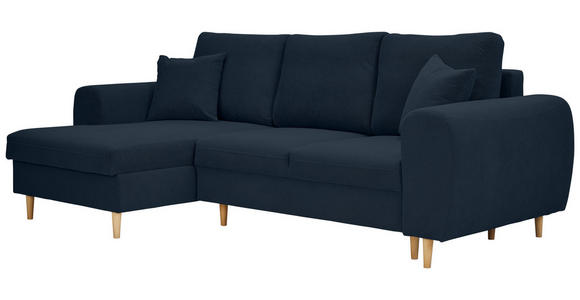 ECKSOFA in Webstoff Dunkelblau  - Naturfarben/Dunkelblau, KONVENTIONELL, Holz/Textil (145/250cm) - Carryhome