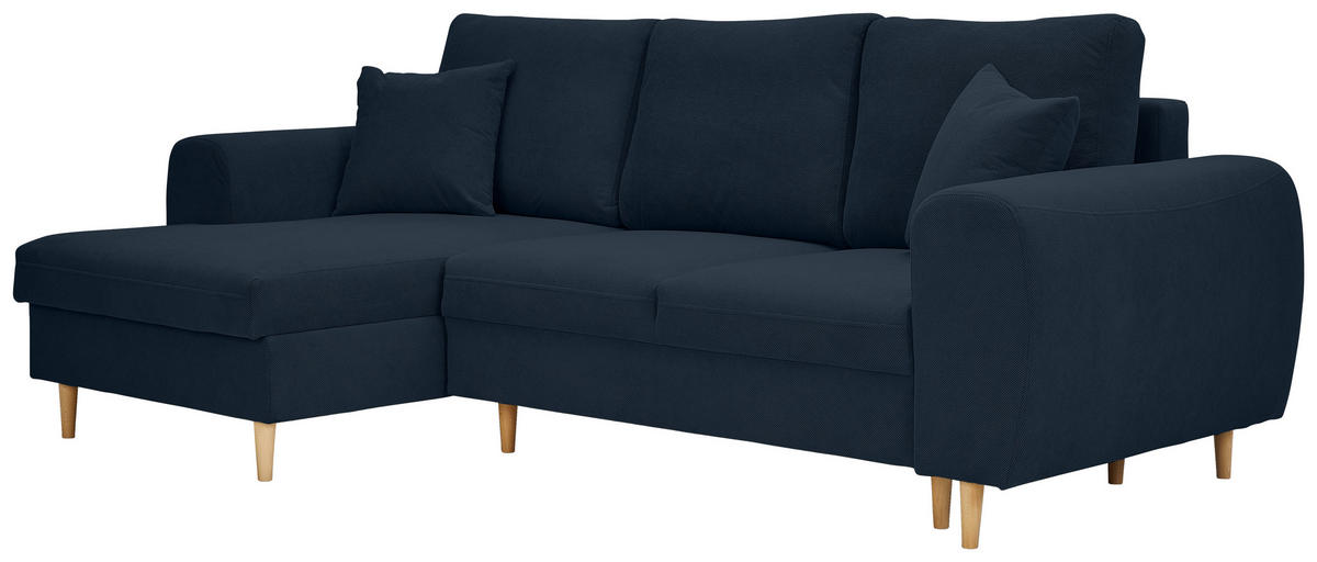 ECKSOFA in Webstoff Dunkelblau  145/250 cm  - Naturfarben/Dunkelblau, KONVENTIONELL, Holz/Textil (145/250cm) - Carryhome