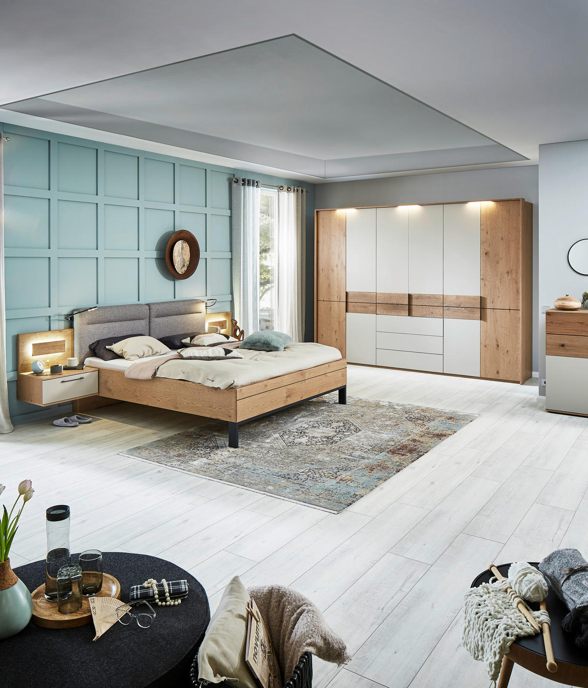 BETTANLAGE 180/200 cm  in Anthrazit, Grau, Taupe, Eichefarben   - Taupe/Eichefarben, Konventionell, Holzwerkstoff/Textil (180/200cm) - Dieter Knoll