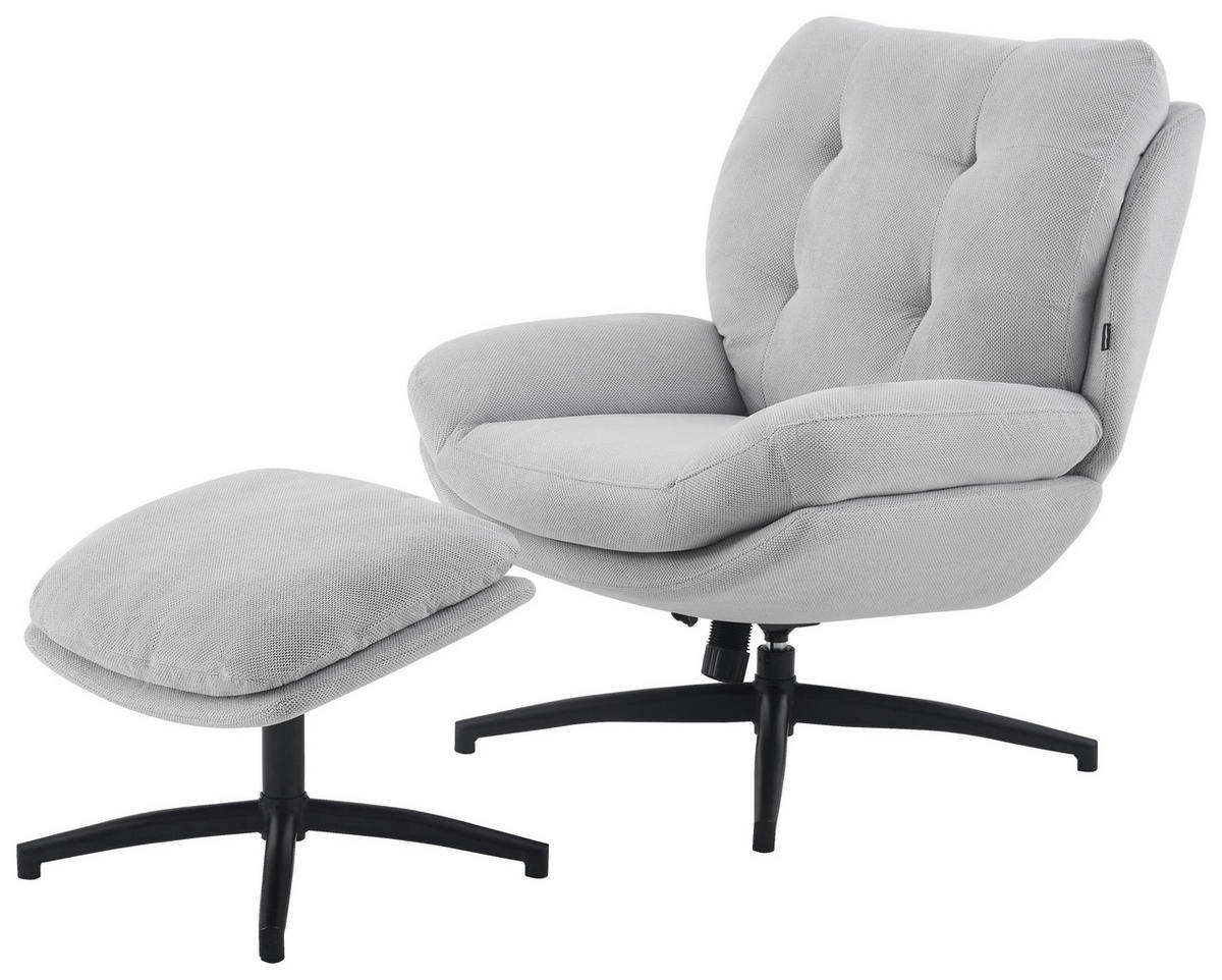 RELAXSESSELSET in Metall, Textil Grau, Schwarz  - Schwarz/Grau, Design, Textil/Metall (75/97/88cm) - Carryhome
