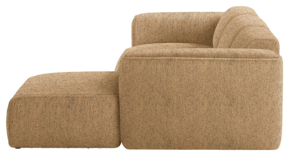 ECKSOFA Senfgelb Webstoff Rücken echt  - Senfgelb/Schwarz, Design, Kunststoff/Textil (290/171cm) - home24