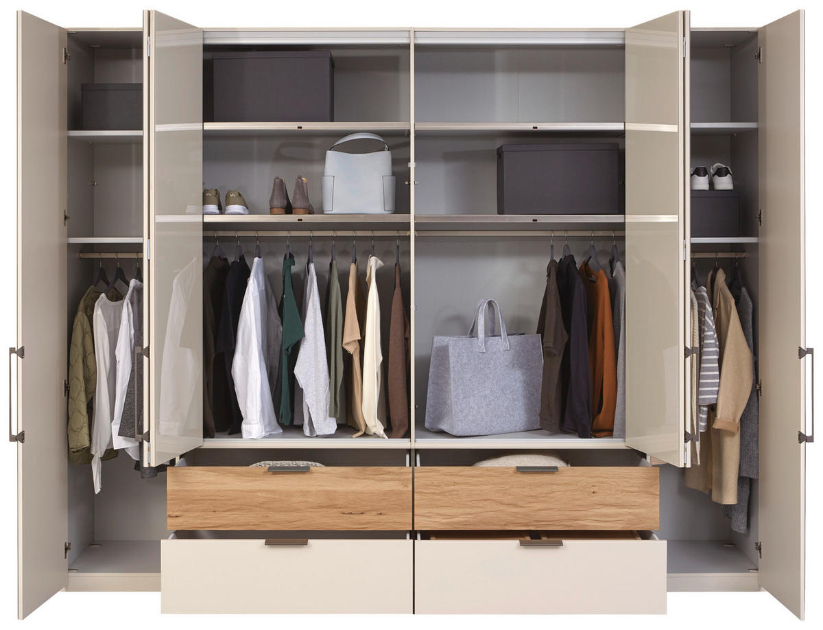 KLEIDERSCHRANK in Eichefarben, Champagner  - Champagner/Eichefarben, Design, Glas/Holz (300/236/58cm) - Dieter Knoll