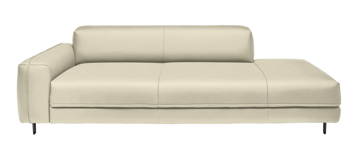 2,5-SITZER  in Echtleder Creme   - Anthrazit/Creme, Design, Leder/Metall (226/70/109cm) - Johann Jakob