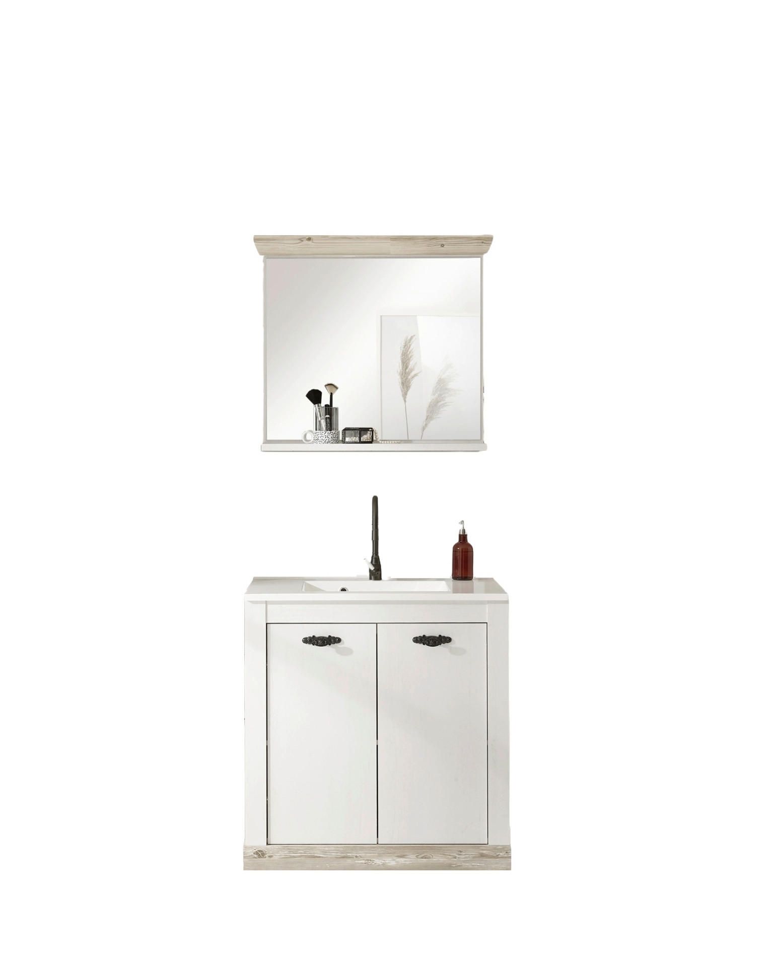 BADEZIMMER 2-teilig  in  - Schwarz/Weiß, Design, Naturmaterialien/Holzwerkstoff (81/200/46cm) - MID.YOU