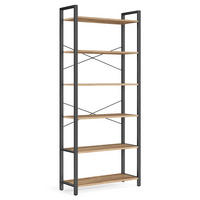 REGÁL, čierna, farba vlašského orecha, oceľ, 80/186/30 cm - čierna/farba vlašského orecha, Basics, kov/kompozitné drevo (80/186/30cm) - Boxxx