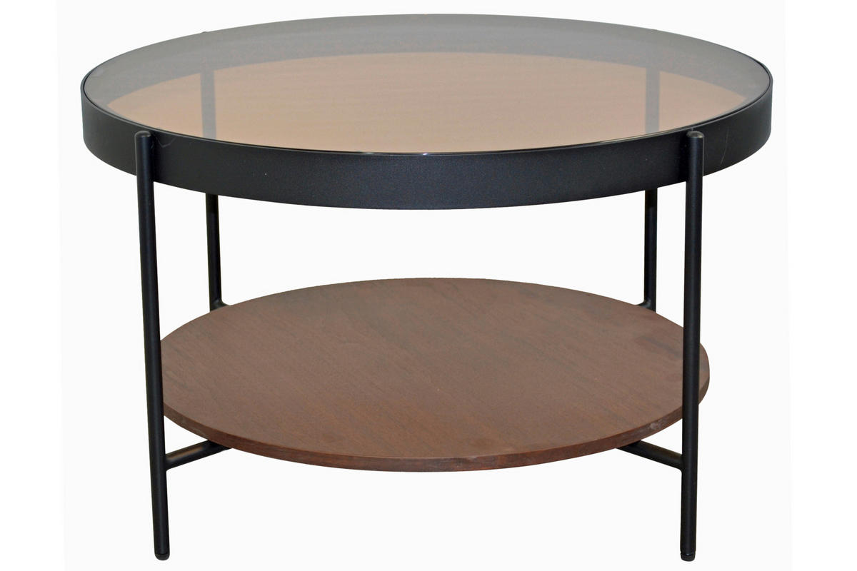 COUCHTISCH Sicherheitsglas, Farbglas 74/74/43 cm rund Bernsteinfarben  - Bernsteinfarben/Schwarz, Design, Glas/Holzwerkstoff (74/74/43cm) - MID.YOU