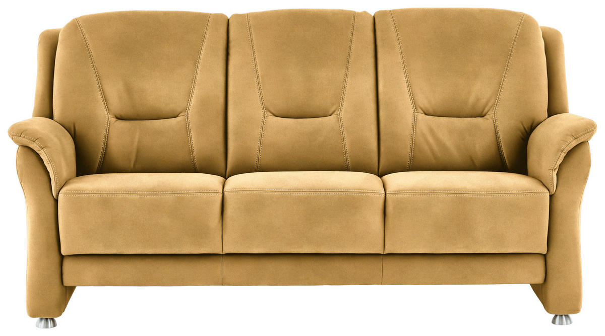 3-SITZER-SOFA in Mikrofaser Gelb  - Gelb/Beige, Konventionell, Textil/Metall (198/100/89cm) - Beldomo Comfort