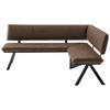 ECKBANK Metall, Textil Schwarz, Dunkelbraun  - Dunkelbraun/Schwarz, Modern, Textil/Metall (180/140cm) - Cantus