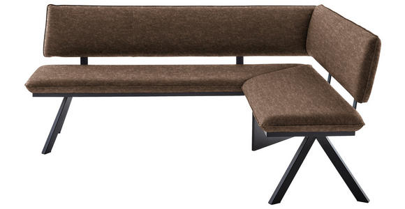 ECKBANK 180/140 cm in Schwarz, Dunkelbraun - Dunkelbraun/Schwarz, MODERN, Textil/Metall (180/140cm) - Cantus