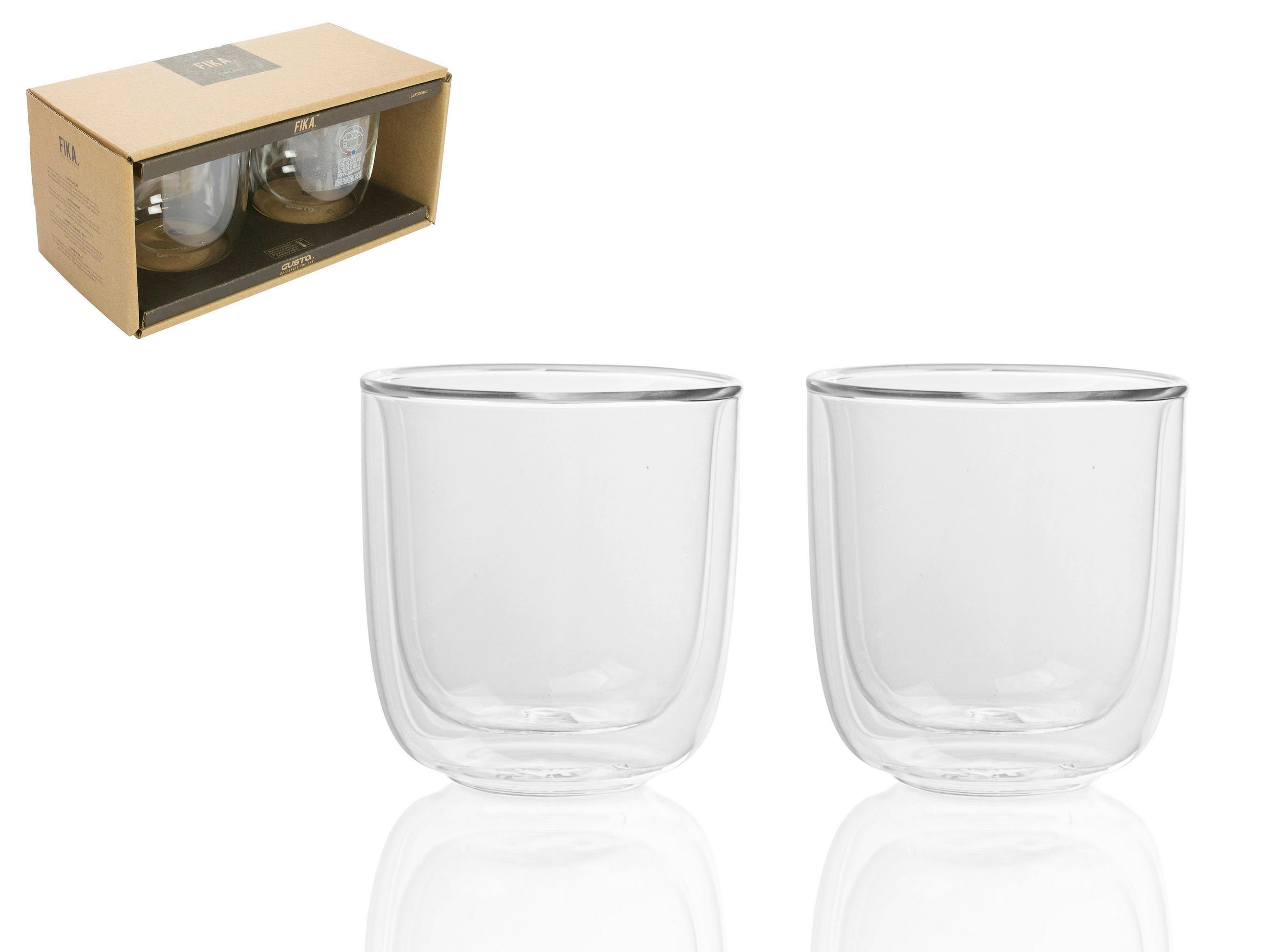 SET ČAŠA  2-dijelni    - prozirno, Basics, staklo (21,5/11/11cm) - Gusta