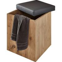 WÄSCHESAMMLER - Wildeiche/Eichefarben, MODERN, Holz/Textil (42/55/42cm) - Valdera