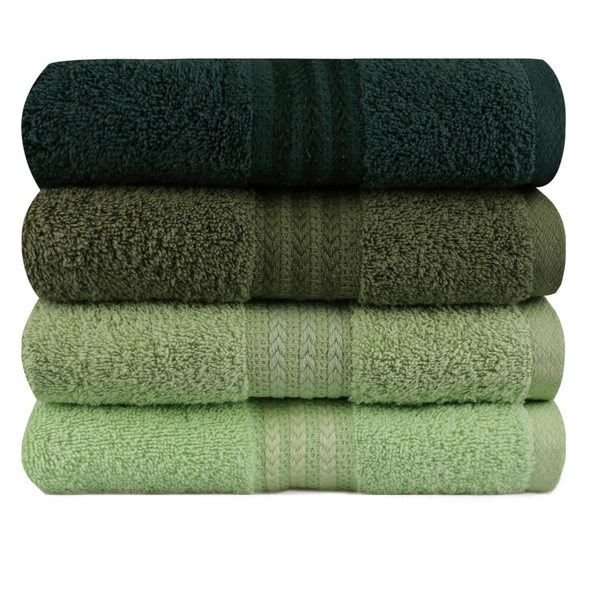 HANDTUCHSET Grün, Dunkelgrün, Hellgrün, Olivgrün  - Dunkelgrün/Hellgrün, Basics, Textil (50/90cm)