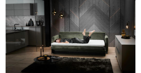 SCHLAFSOFA  in Flachgewebe Dunkelgrün  - Dunkelgrün/Schwarz, KONVENTIONELL, Textil/Metall (232/77/116cm) - Dieter Knoll