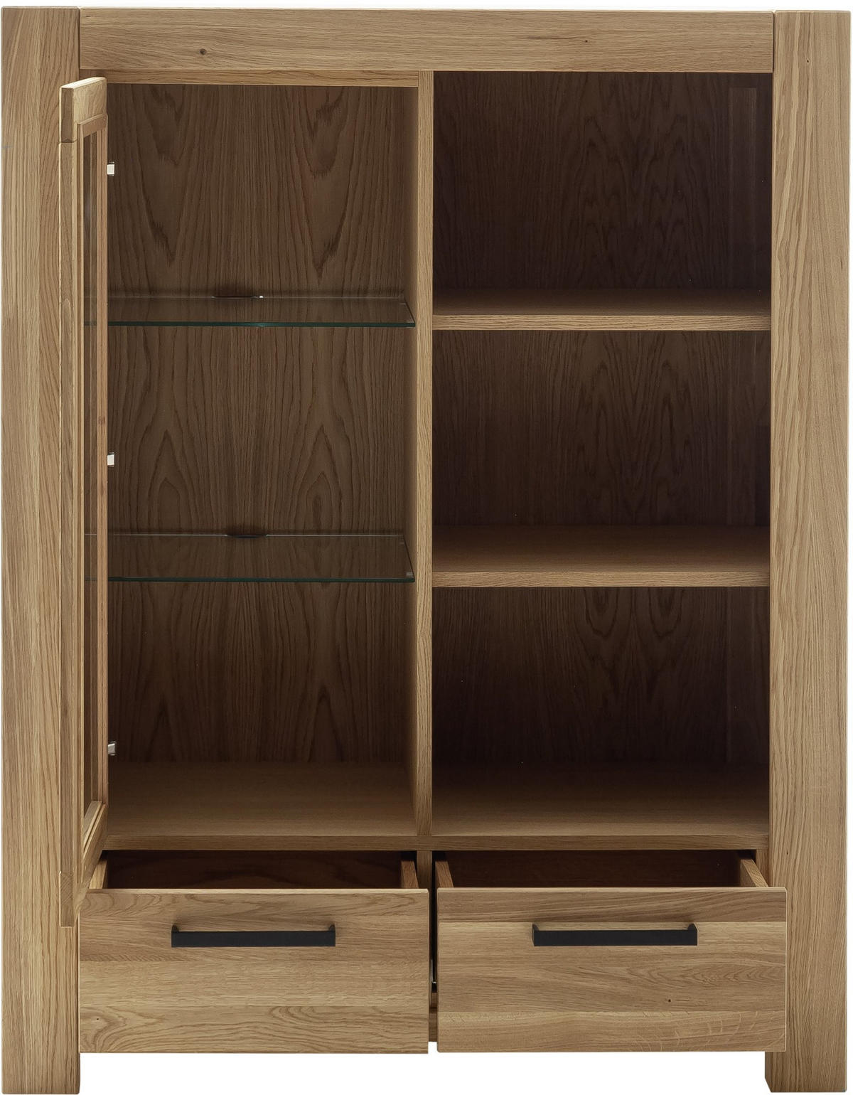 HIGHBOARD  in 109/140/45 cm  - Wildeiche/Schwarz, Natur, Glas/Holz (109/140/45cm) - Carryhome