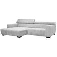 ECKSOFA in Webstoff Hellgrau  - Hellgrau/Schwarz, KONVENTIONELL, Textil/Metall (182/279cm) - Hom`in