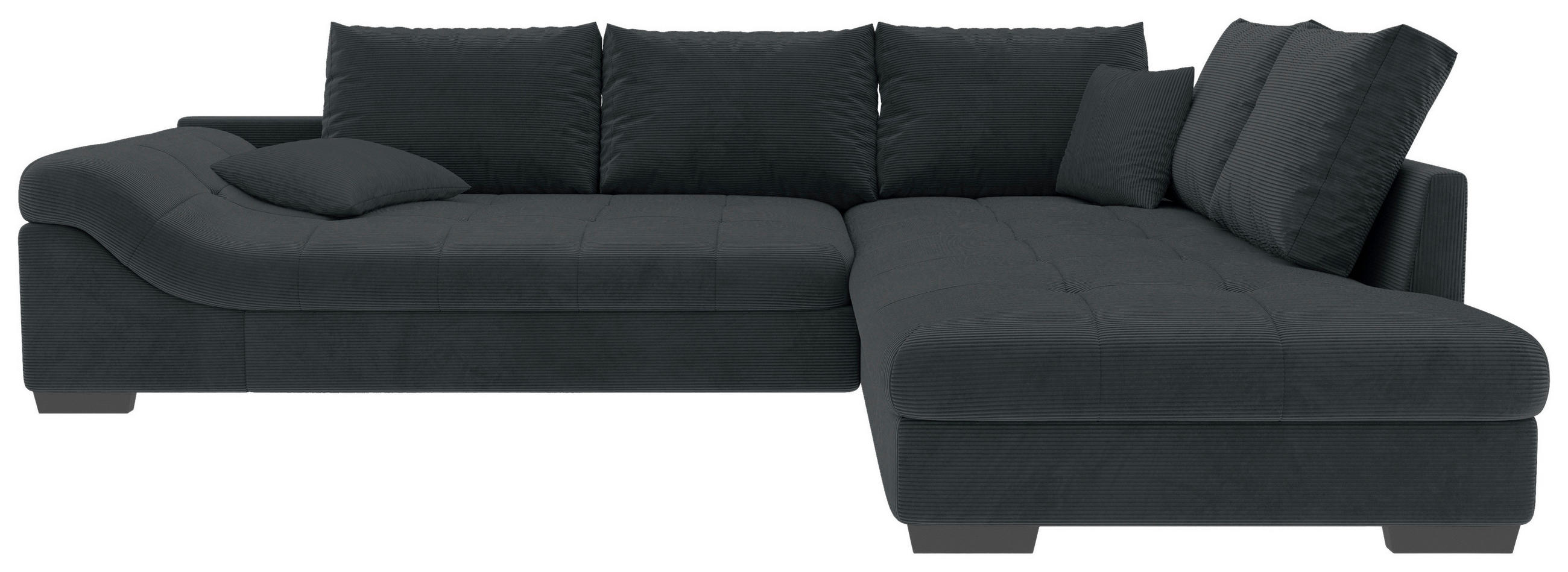 ECKSOFA Cord Anthrazit  - Anthrazit/Schwarz, Konventionell, Holz/Textil (298/202cm) - MID.YOU