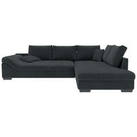 ECKSOFA Anthrazit Cord Zierkissen, Rückenkissen, Rücken echt  - Anthrazit/Schwarz, KONVENTIONELL, Holz/Textil (298/202cm) - Carryhome