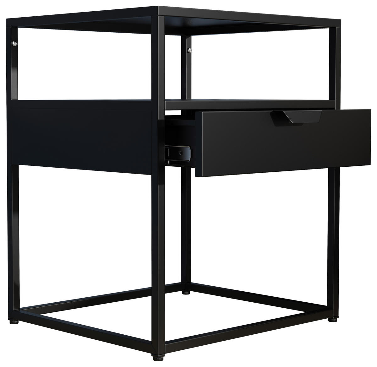 SÄNGBORD i svart  - silver/svart, Modern, trämaterial/plast (45/55/40cm) - MID.YOU