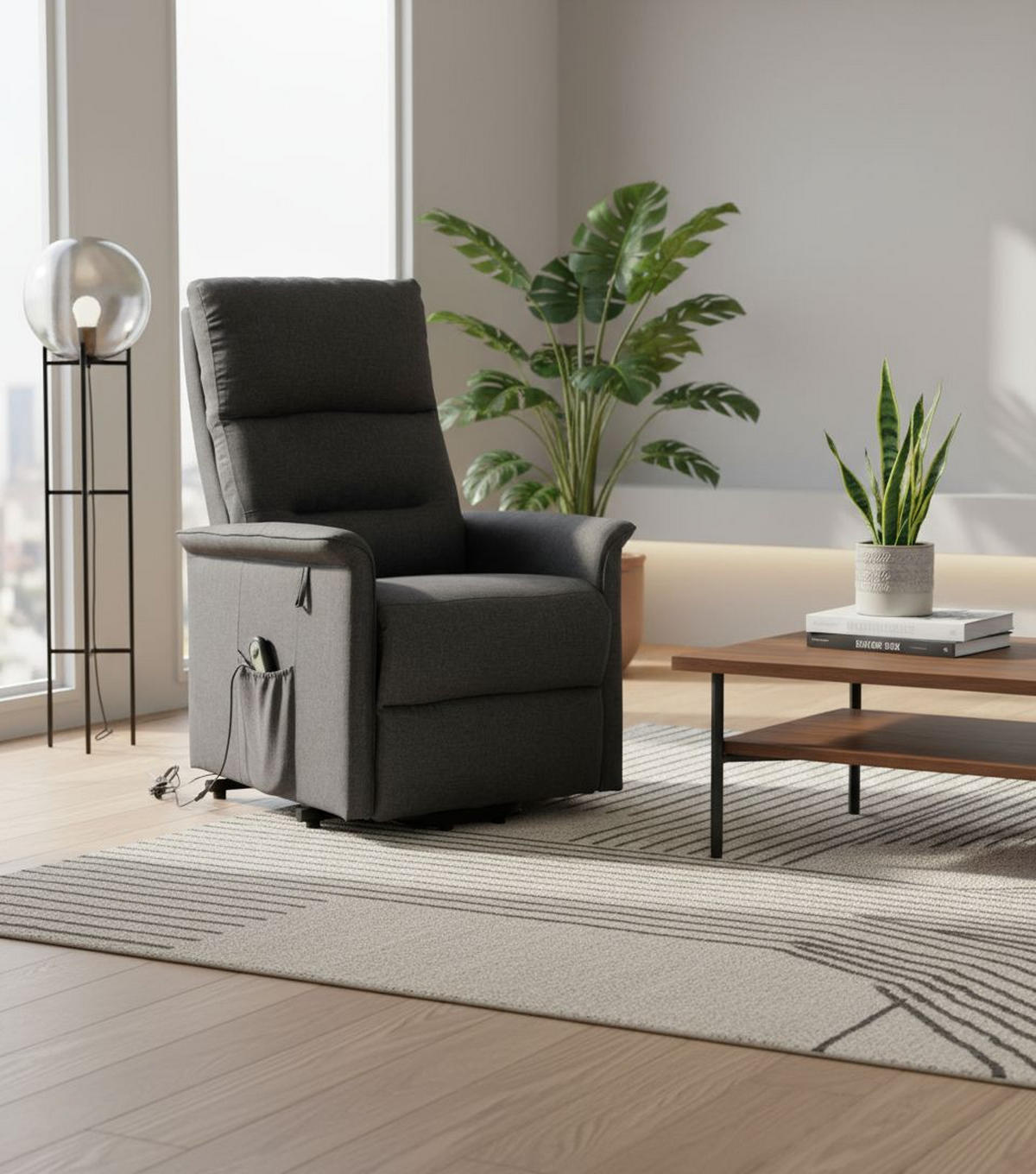 FERNSEHSESSEL  mit Mikrofaser Grau  - Schwarz/Grau, KONVENTIONELL, Kunststoff/Textil (74/109/89cm) - MID.YOU