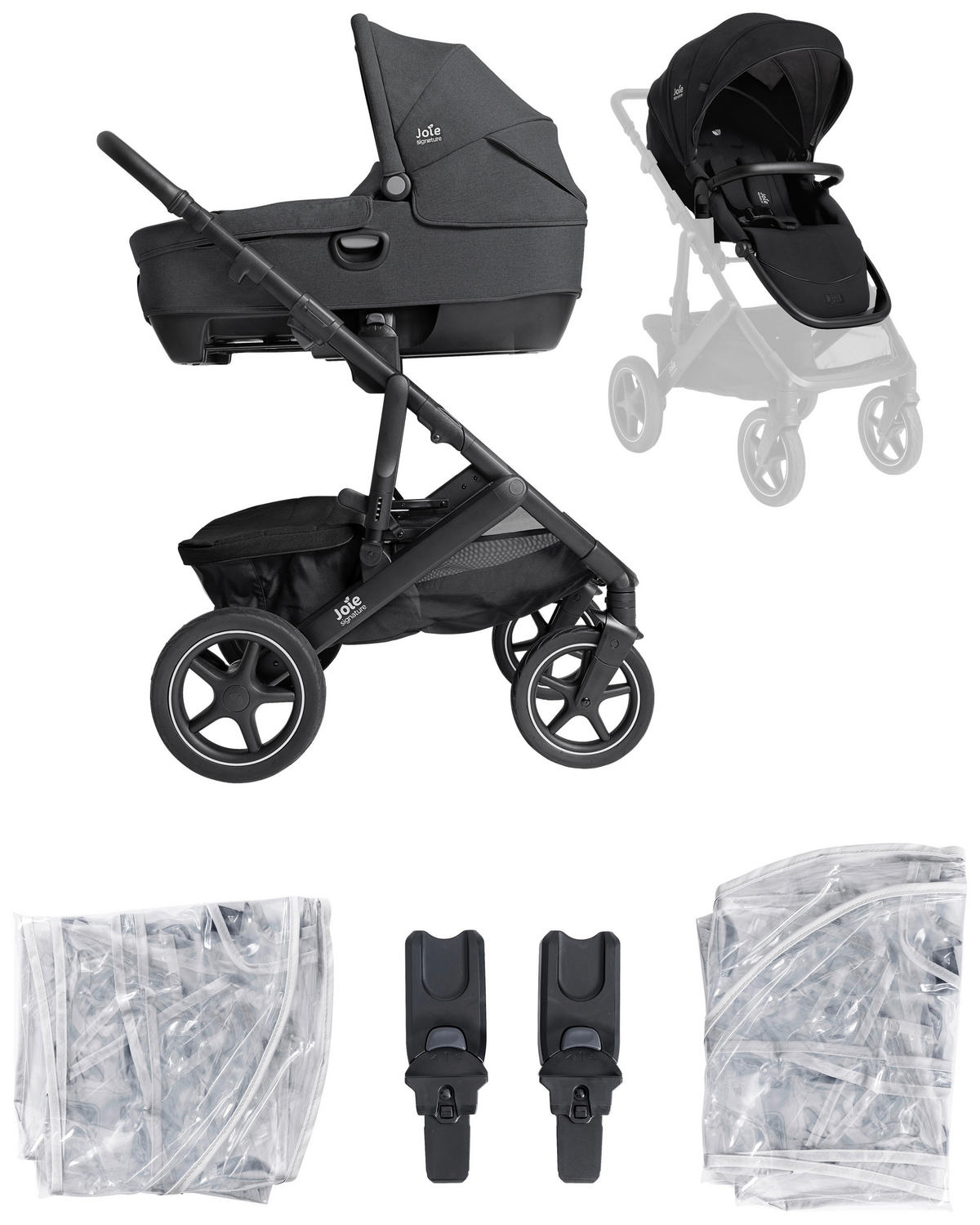 KOMBIKINDERWAGEN  Vinca inkl. Calmi  Ebony  - Graublau/Schwarz, Basics, Kunststoff (82/68/45cm) - JOIE SIGNATURE