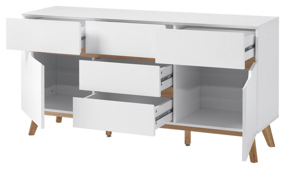 SIDEBOARD 145/76/40 cm  - Eichefarben/Weiß, Design, Holz/Holzwerkstoff (145/76/40cm)