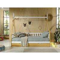 HAUSBETT Rollrost, Bettschublade 90/200 cm  in Weiß, Kieferfarben  - Weiß/Kieferfarben, MODERN, Holz/Holzwerkstoff (90/200cm) - MID.YOU