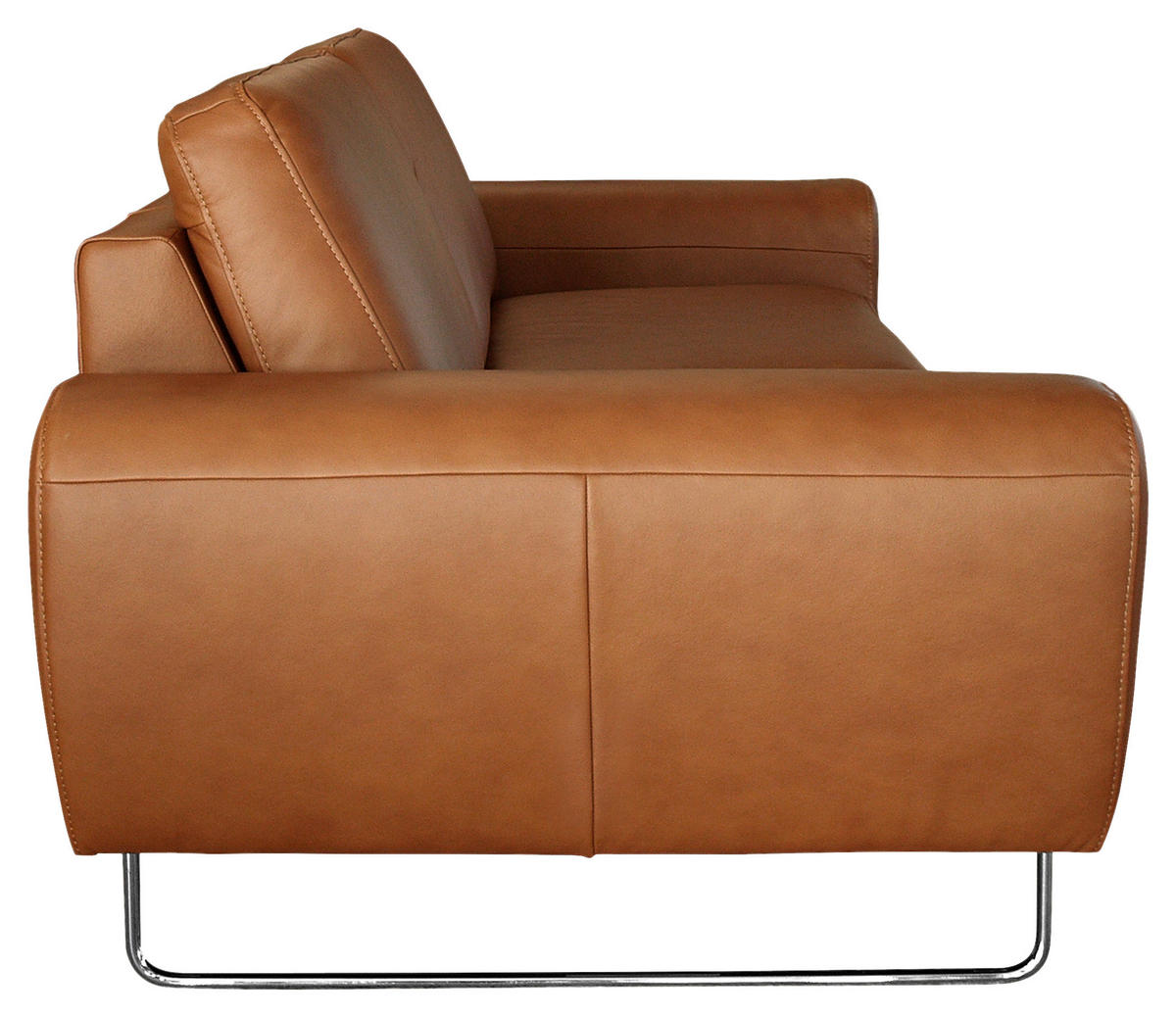 2-SITZER-SOFA in Echtleder Cognac  - Chromfarben/Cognac, Design, Leder/Metall (177/85/92cm) - Livetastic