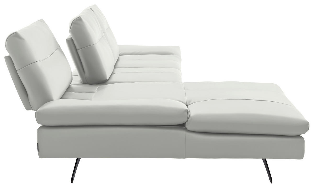 ECKSOFA in Echtleder Creme  - Creme/Schwarz, Modern, Leder/Metall (158/342cm) - Chilliano