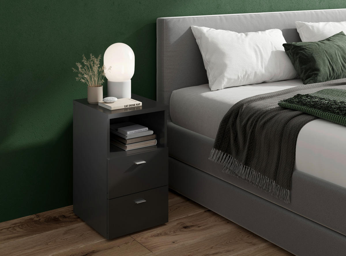 NACHTSCHRANK 35/62/40 cm  - Chromfarben/Schwarz, Basics, Holzwerkstoff/Kunststoff (35/62/40cm) - Carryhome