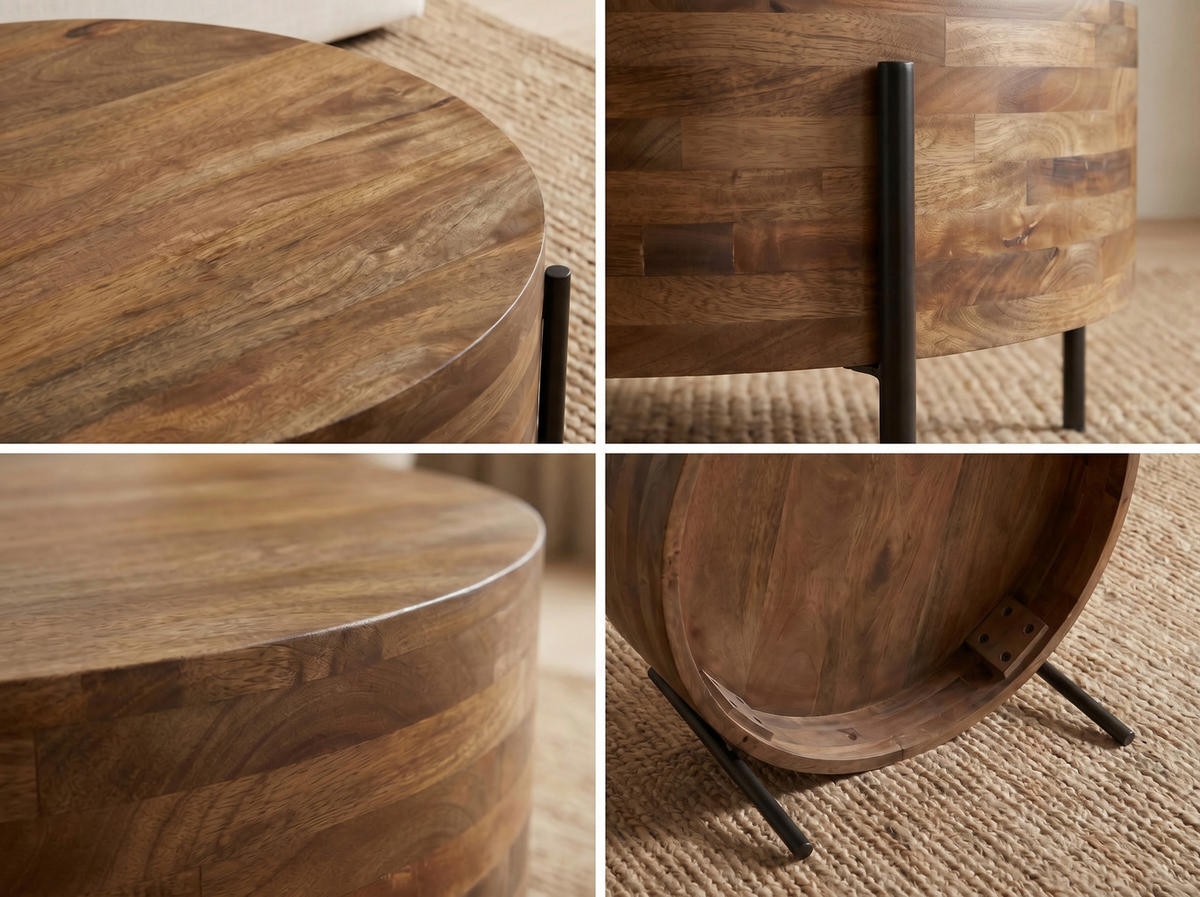 KLUBSKA MIZA, 70/36/70 cm rjava  - črna/rjava, Design, kovina/les (70/36/70cm) - Livetastic