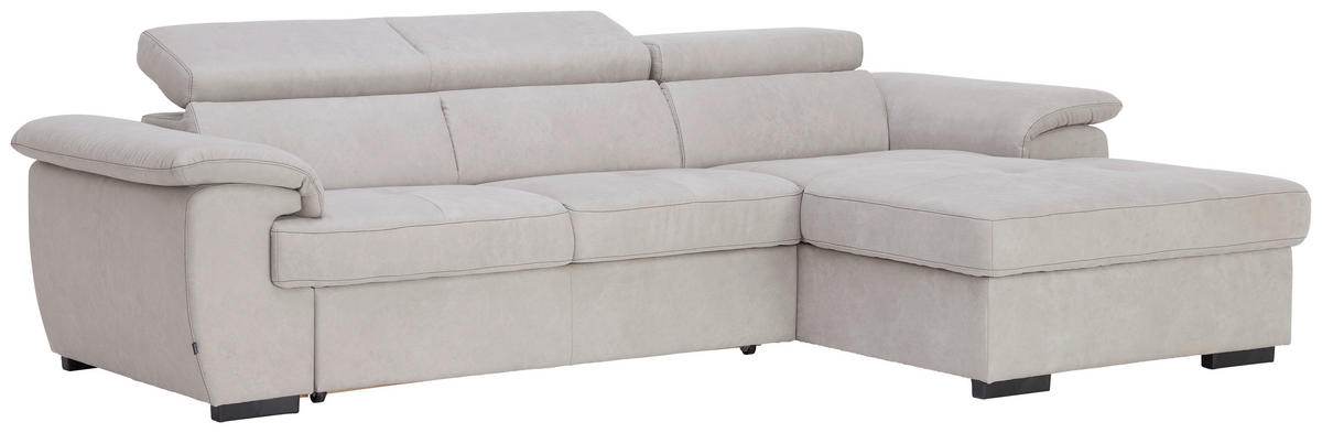 ECKSOFA in Mikrofaser Silberfarben  266/170 cm  - Silberfarben/Schwarz, Design, Textil (266/170cm) - Stylife