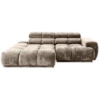 ECKSOFA Taupe Flachgewebe Rücken echt, Kopfteilverstellung  - Taupe, MODERN, Textil (150/239cm) - MID.YOU